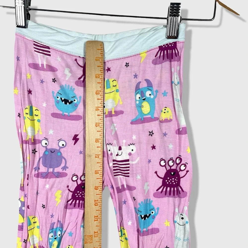 Little Sleepies Pajama Set Kids 5/6 Pink Monster Bamboo Viscose Sleepwear